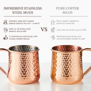 KITESSENSU Moscow Mule Mugs Set of 4 | 18 oz Hammered Copper Mugs Keep Cocktails Well-chilled | Copper Cups for Drinking Cocktails