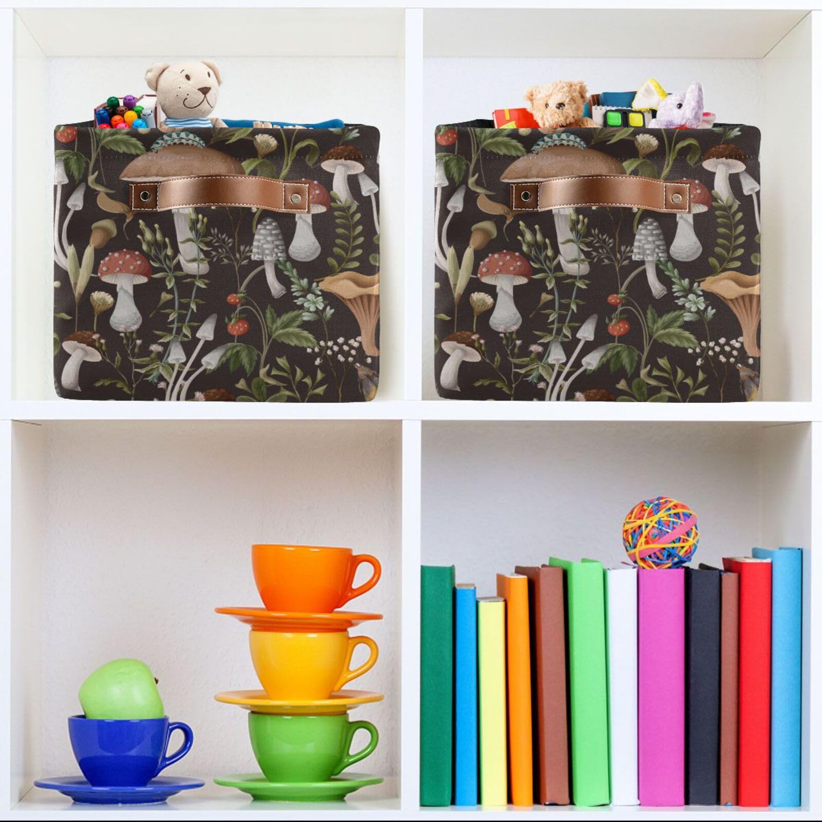 Mushrooms Storage Basket Bins Foldable Decorative Storage Box Laundry Hamper Baskte Storage for Office Bedroom Clothes Bedroom Living Room,1 pcs