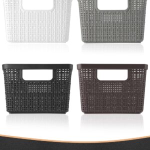 EOENVIVS Plastic Storage Baskets with Lids Kitchen Organizers and Storage Containers Organizer Bins Small Baskets for Shelves Drawers Desktop Closet Playroom Classroom Office, Brown, 6 Pack