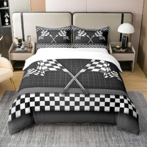 castle fairy 100% nature cotton race car themed duvet cover set stripes geometric honeycomb comforter cover set twin size with 1 pillowcase black white checkered flag print bedding set