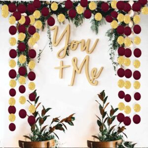 Graduation Decorations Burgundy Gold 2024/Fall Bridal Shower Wedding/Maroon Gold Graduation Party Decorations/Burgundy Gold Birthday Decorations Burgundy Paper Garlands