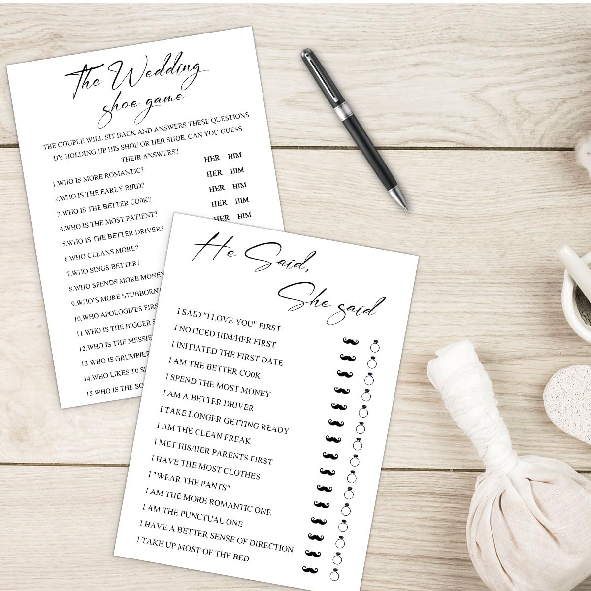 Bridal Shower Games Set - Wedding Shower Games for Guest, Bachelorette Party Ideas, Double Sided Game for Wedding Bridal Shower Engagement Bachelorette Anniversary Party