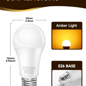 UNILAMP Sleep aid Light Bulb, 9W Amber Warm Light Bulbs 1800K, Blue Light Blocking Dim Light Bulbs 60W Equivalent, Mood Soothing Light, E26 for Bedroom and Baby Nursery Light, 2 Pack