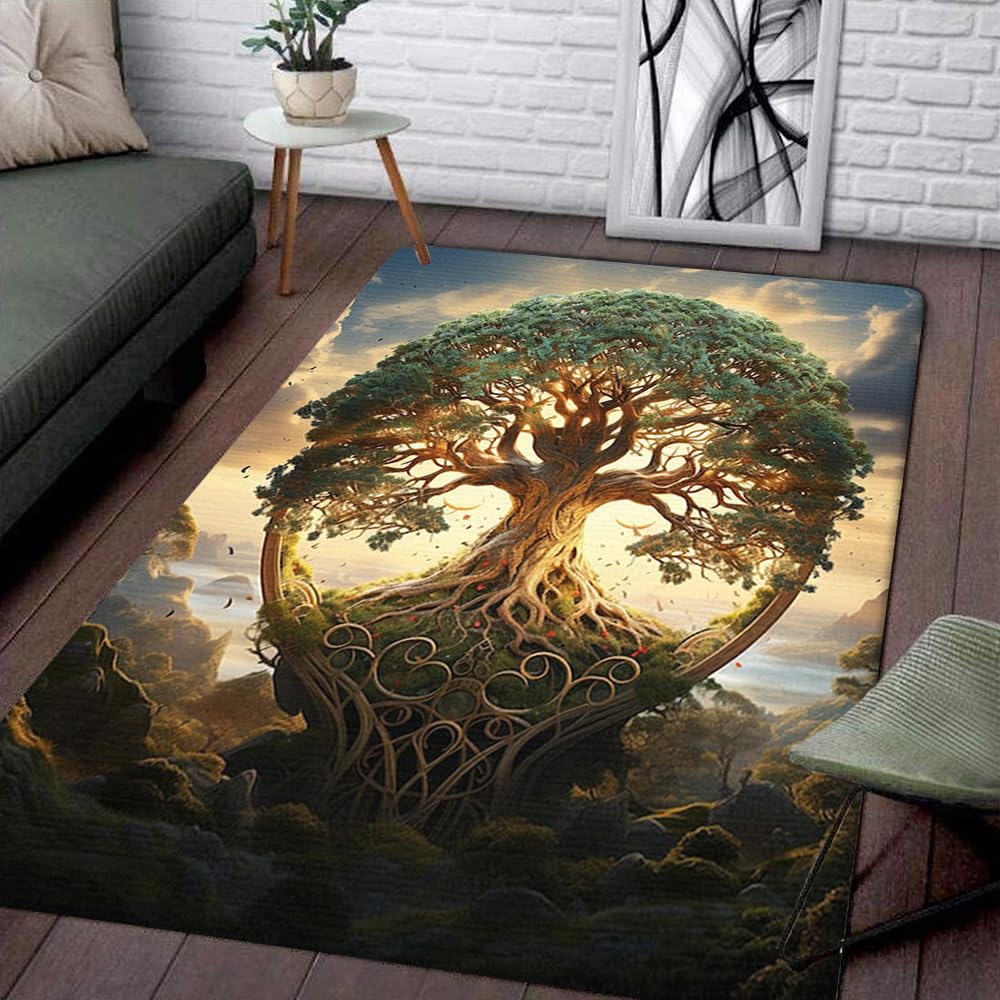 Tree Rug, Tree of Life in The Sky Rug, Home Office Decor 8x10 9x12 Area Celtic Tree Carpet Tree of Life Mat Carpet Bohemian Decor Mats for Bedroom Home Dorm Celtic Rug for Living Room Mom Father Gift