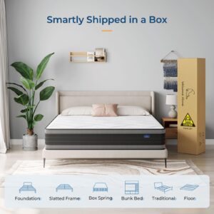 Vesgantti Full Mattress, 12 Inch Hybrid Full Size Mattress in a Box, Memory Foam and Individually Pocket Spring, Innerspring Mattress for Pressure Relief and Supportive, Medium Firm