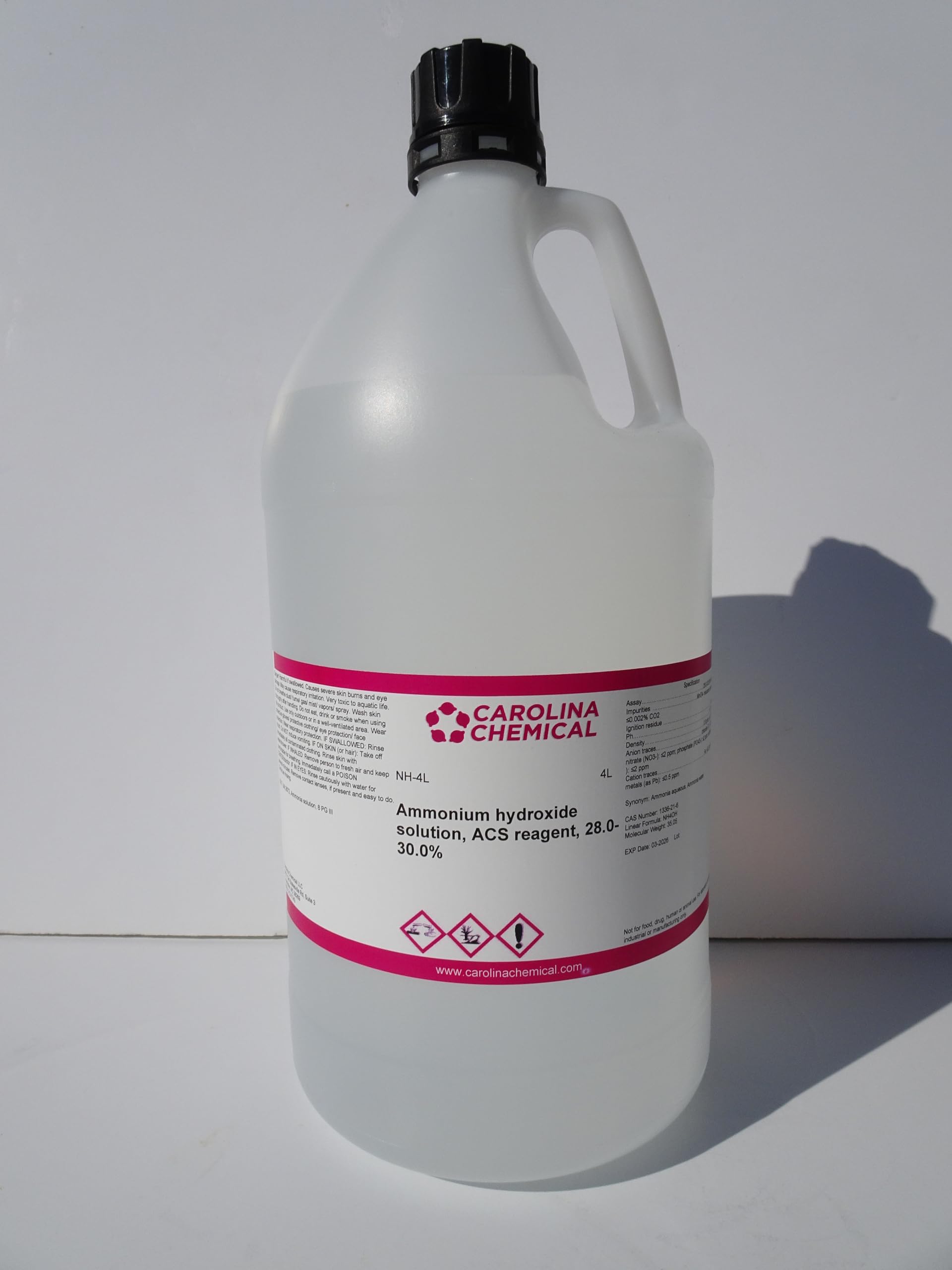 Concentrated Ammonium Hydroxide Solution, ACS Reagent, 28.0-30.0 Percent 4 Liters 1 Gallon