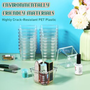 Tioncy 16 Pcs Clear Drawer Organizers 3" x 3" x 2" Stackable Small Makeup Vanity Storage Bins Small Desk Drawer Organization Clear Container Dividers for Makeup Vanity Office Bathroom Kitchen Utensil