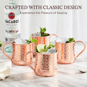 KITESSENSU Moscow Mule Mugs Set of 4 | 18 oz Hammered Copper Mugs Keep Cocktails Well-chilled | Copper Cups for Drinking Cocktails