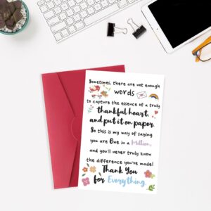 XXDJLP Cute Thank You Cards for Teacher Professor Tutor, Fantastic Boss Appreciation Card for Boss Coworkers, Meaningful Friendship Card for Best Friends, Sweet Poem Thank You Card for Him Her