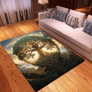 Tree Rug, Tree of Life in The Sky Rug, Home Office Decor 8x10 9x12 Area Celtic Tree Carpet Tree of Life Mat Carpet Bohemian Decor Mats for Bedroom Home Dorm Celtic Rug for Living Room Mom Father Gift