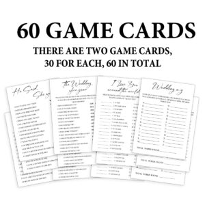 Bridal Shower Games Set - Wedding Shower Games for Guest, Bachelorette Party Ideas, Double Sided Game for Wedding Bridal Shower Engagement Bachelorette Anniversary Party