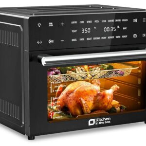 Kitchen in the box 32 QT Extra Large Toaster Oven Air Fryer Combo, 18-in-1 Convection Toaster Oven Countertop with Baking, Dehydrate and Rotisserie, 6 Accessories, 1800W