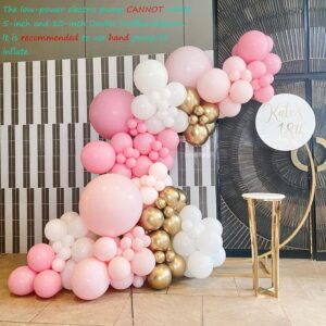 Pink Balloons Garland Arch Kit - Double Stuffed Matte Light Pink and White Cream Peach Latex Balloon Different Sizes 18 12 10 5In Boho Ballon for Baby Shower Party Decorations