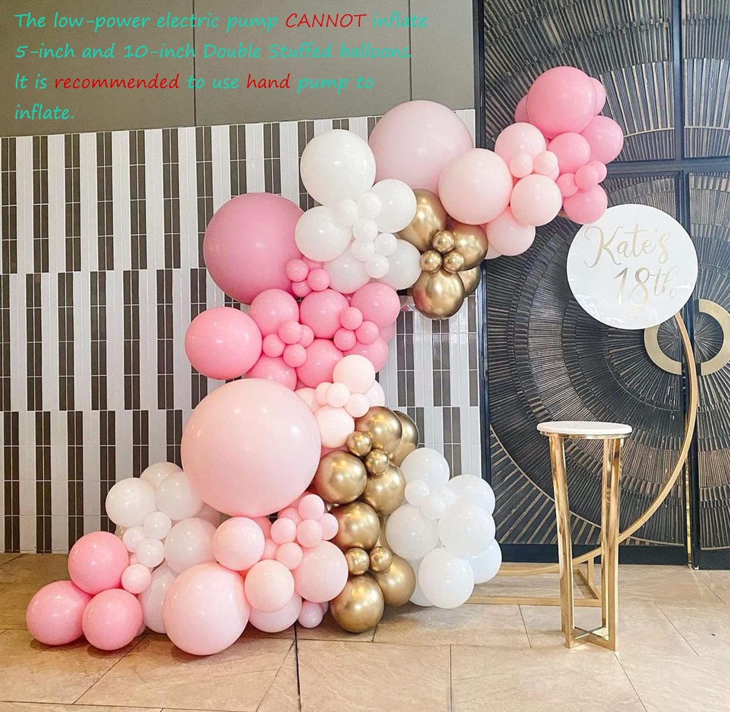 Pink Balloons Garland Arch Kit - Double Stuffed Matte Light Pink and White Cream Peach Latex Balloon Different Sizes 18 12 10 5In Boho Ballon for Baby Shower Party Decorations