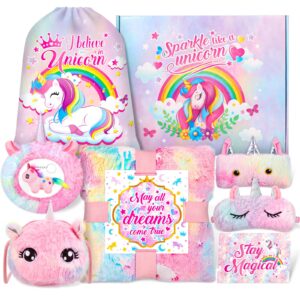 srizian unicorn gift set for girls age 3,4,5,6,7,8,9,10,11,12, birthday gifts for girls, thanksgiving day gifts for girls,christmas gfits for girls glow in dark blanket