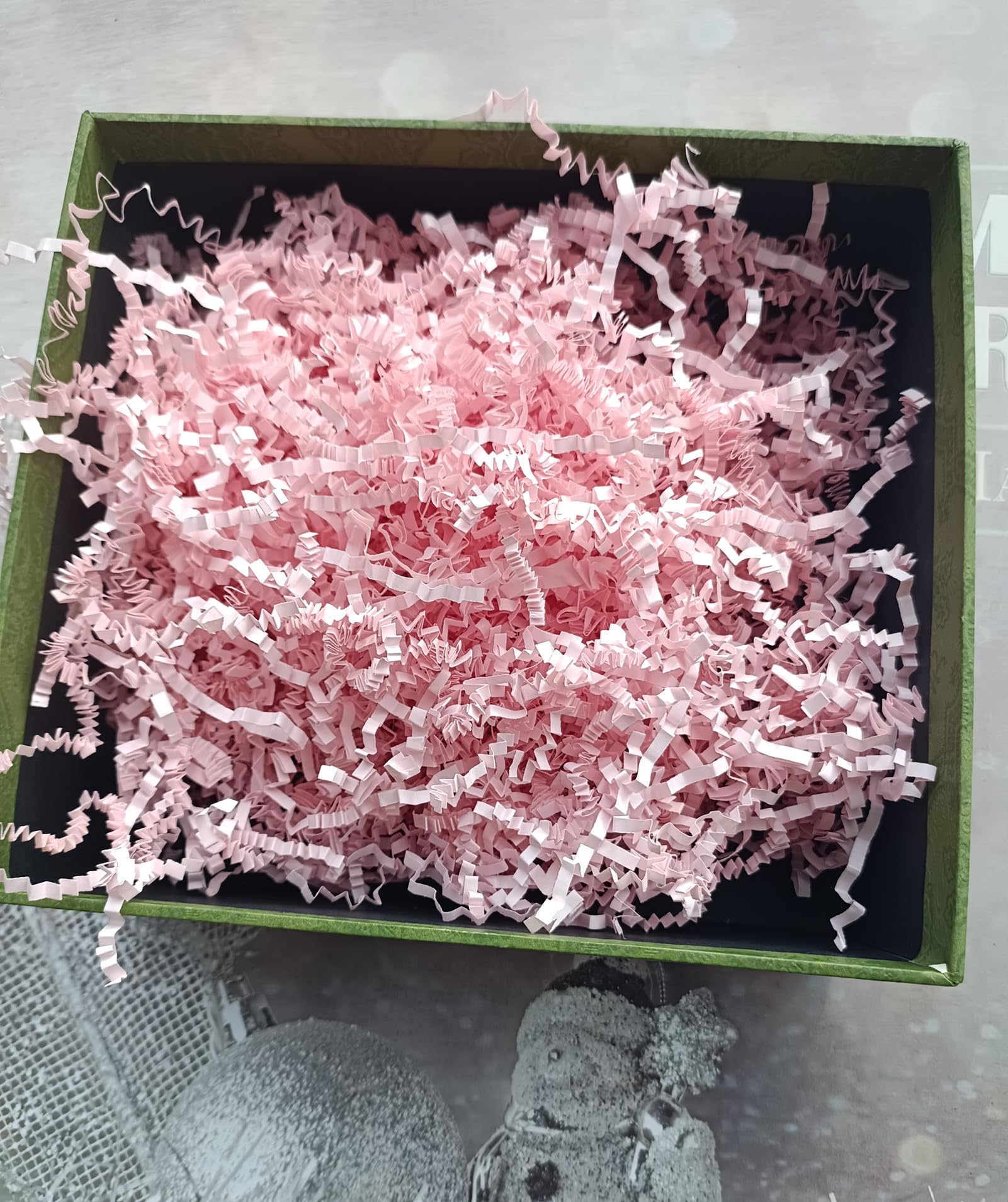 4OZ Crinkle Cut Paper Shredded Paper for Gift Box Baskets Filler, Pink Crinkle Cut Paper Shred Filler Confetti for Packaging