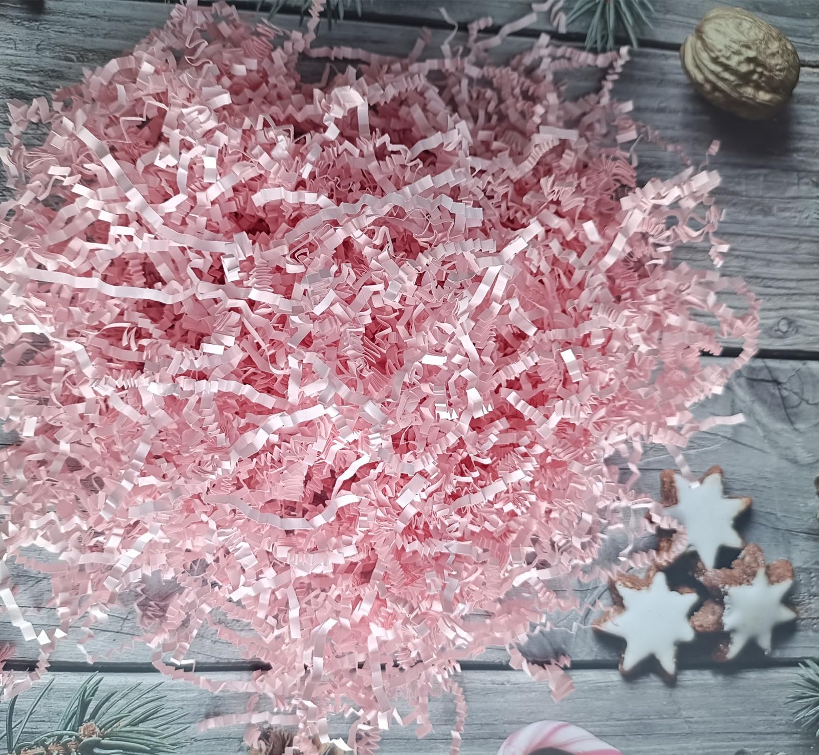 4OZ Crinkle Cut Paper Shredded Paper for Gift Box Baskets Filler, Pink Crinkle Cut Paper Shred Filler Confetti for Packaging