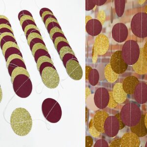 Graduation Decorations Burgundy Gold 2024/Fall Bridal Shower Wedding/Maroon Gold Graduation Party Decorations/Burgundy Gold Birthday Decorations Burgundy Paper Garlands