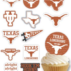 Texas Longhorns Cupcake Toppers (24 Pcs) University of Texas Longhorns Party Supplies for UT Austin Football, Birthday Gift, Graduation Party Decorations (Texas Longhorns)