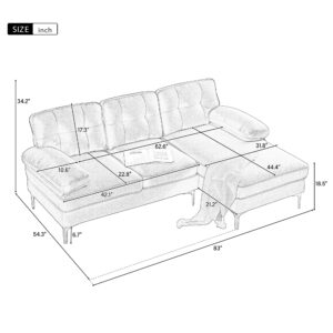 P PURLOVE Sectional Sofa, Velvet L-Shape Sofa with Chaise Lounge, Modern L-Shape Couch for Living Room, Small Spaces (Brown)