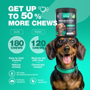 Probiotics for Dogs - Support Gut Health, Immunity, Yeast Balance, Itchy Skin, Allergies - Dog Probiotics and Digestive Enzymes - Coprophagia Deterrent for Dogs - 180 Probiotic Chews for Dogs