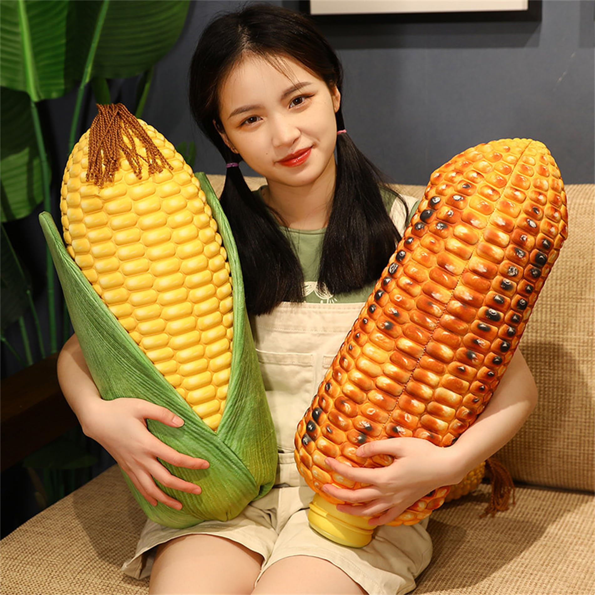 CZQAGCL Cute Corn Pillow Simulation Corn Cob Pillow Soft Sofa Pillow Funny Bedroom Decoration Office Chair Cushion (17.7in, Yellow)