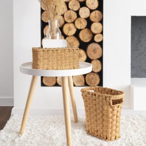 Wicker Waste Basket, Wicker Trash Can with Built-in Handles, Multifunctional Mini Wicker Basket for Home and Office, Compact Design and Durable Construction with Fine Artisanal Craftsmanship