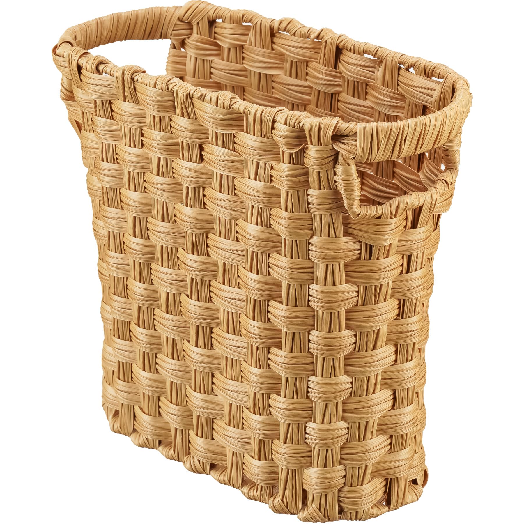 Wicker Waste Basket, Wicker Trash Can with Built-in Handles, Multifunctional Mini Wicker Basket for Home and Office, Compact Design and Durable Construction with Fine Artisanal Craftsmanship