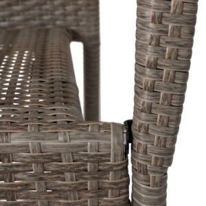 Aspect Living 65254 Morgan Outdoor Wicker Stacking Hand Woven All Weather Steel Powder Coated Frame Lightweight Indoor Outdoor Porch Backyard Garden Balcony - Set of 2 - Weathered Gray