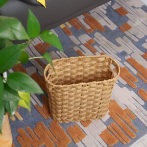 Wicker Waste Basket, Wicker Trash Can with Built-in Handles, Multifunctional Mini Wicker Basket for Home and Office, Compact Design and Durable Construction with Fine Artisanal Craftsmanship