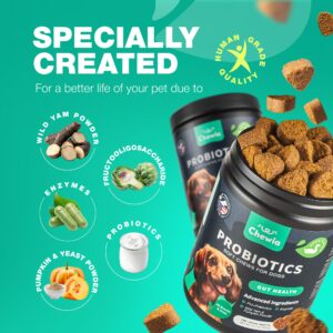 Probiotics for Dogs - Support Gut Health, Immunity, Yeast Balance, Itchy Skin, Allergies - Dog Probiotics and Digestive Enzymes - Coprophagia Deterrent for Dogs - 180 Probiotic Chews for Dogs