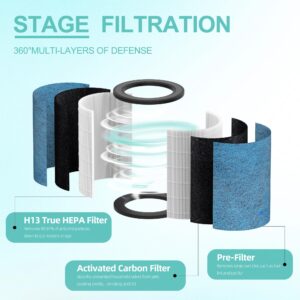 HP302 NeverChange Replacement Filter Compatible with Shark Never Change Air Purifier MAX HP301 Clean Sense Series HP200 HC502 HP232 AP1000, H13 Grade HEPA Filter, Part# HE2FKBAS, HE2FKBASMB, 2 Pack