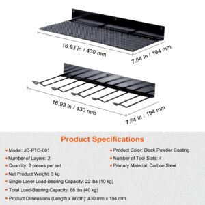 VEVOR Power Tool Organizer, 4 Slot, 2 Layers, 2 Pack Cordless Drill Holder Wall Mount, Battery Charging Station Storage Rack, Multi-Function Garage Organization, Heavy Duty Metal Shelf for Screwdriver