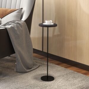 drink table, metal base side table for small spaces,tall modern round end table/martini table furniture for living room, dorm, home office, and bedroom