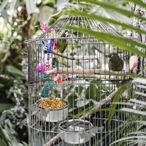 Okllen 4 Pack Bird Feeding Dish Cups, Detachable Stainless Steel Bird Food Bowls with Clamp, Bird Cage Feeder Hanging Pet Bowl for Chinchilla Parrot Cockatiel Conure Budgies Parakeet Small Animal