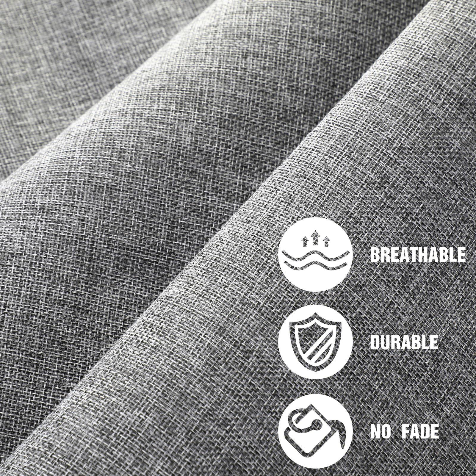 VitalCozy 3.3 Yards x 57 Inch Upholstery Fabric Faux Linen Type Cloth Material Polyester Sewing Fabric for Upholstering Furniture Reupholster Chair Sofa Cover DIY Projects (Grey)