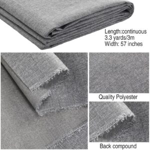 VitalCozy 3.3 Yards x 57 Inch Upholstery Fabric Faux Linen Type Cloth Material Polyester Sewing Fabric for Upholstering Furniture Reupholster Chair Sofa Cover DIY Projects (Grey)