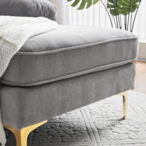 P PURLOVE Sectional Sofa, Velvet L-Shape Sofa with Chaise Lounge, Modern L-Shape Couch for Living Room, Small Spaces (Light Grey)