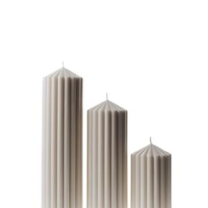 LAWA Ribbed Peak Pillar Candle - Large Beautiful Handmade Pillar Scented Soy Wax Candle Elegant Bubble Aesthetic Candle Housewarming Gift Home Room Shelf Decor Idea White (Small)