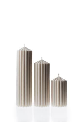 LAWA Ribbed Peak Pillar Candle - Large Beautiful Handmade Pillar Scented Soy Wax Candle Elegant Bubble Aesthetic Candle Housewarming Gift Home Room Shelf Decor Idea White (Small)