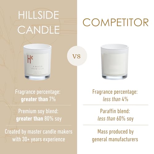 Hillside Candle Amber Vanilla Scented Candles, Single Wick Soy Candles, Luxury Candles, Scented Candles for Home, Vanilla Candle (9 oz)