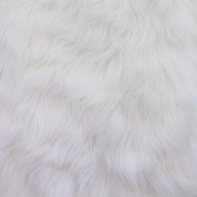 Faux Fake Fur Long Pile Luxury Shaggy/Craft, Sewing, Cosplay, Costume, Decorations / 60" Wide/Sold by The Yard (White, 58" W x 2" L/Fur Strip)