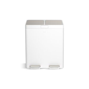 KOHLER K-23828-WST 82-Liter Stainless Steel Dual-bin Step Trash can, White Stainless