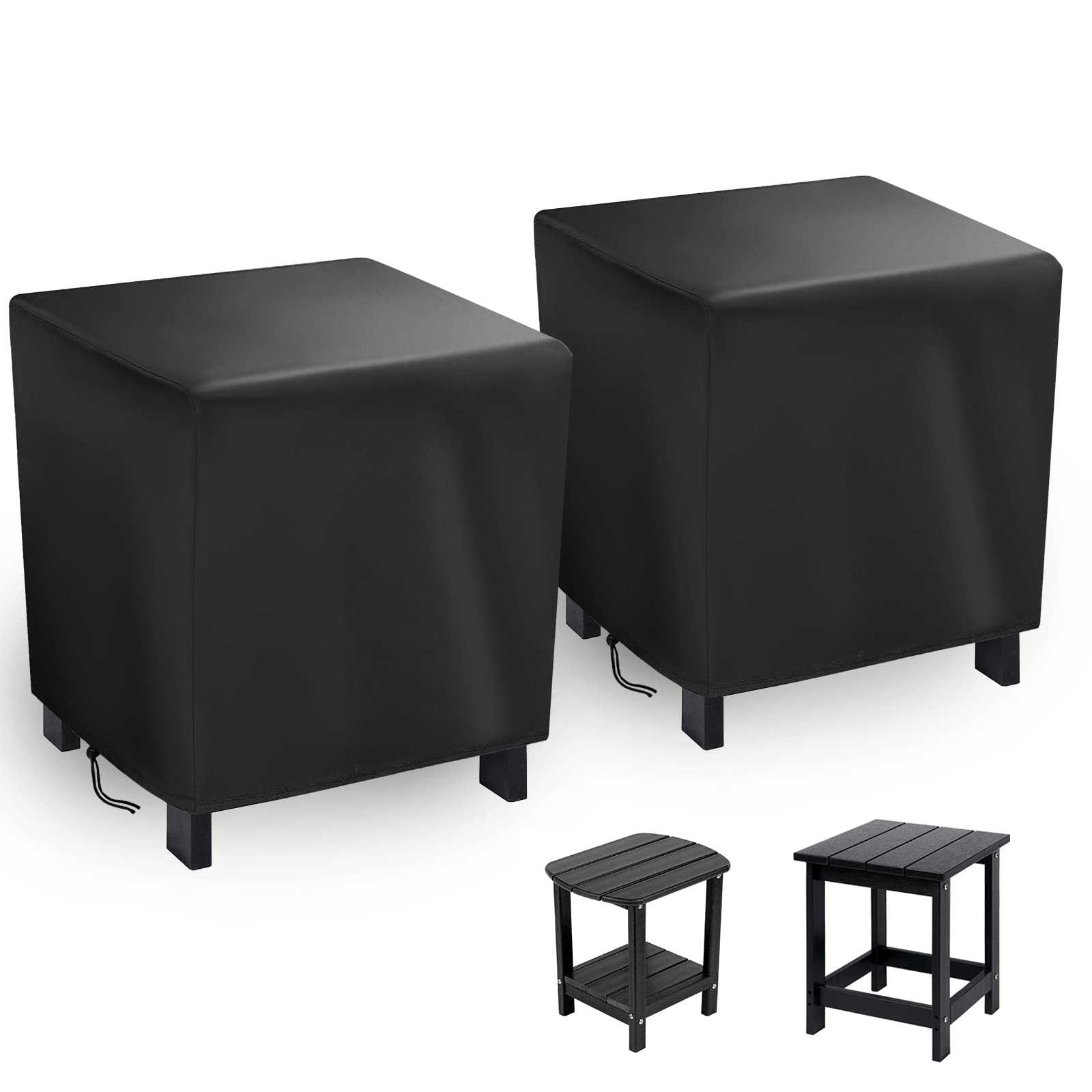 Jungda Outdoor Small Side Table Cover, 2 Pack 19 Inch Patio Small Side Table Cover for Outside,Waterproof Patio Small Furniture Cover - 19 x 15 X 18 Inch