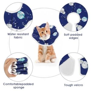 Cobee Soft Cat Cone Collar, Protective Cute Small Cat Recovery Collar Adjustable Fasteners Collars for Kittens Cats E-Collars After Surgery Wound Healing, Fit 6.3"-9" Neck Circumference(Constellation)