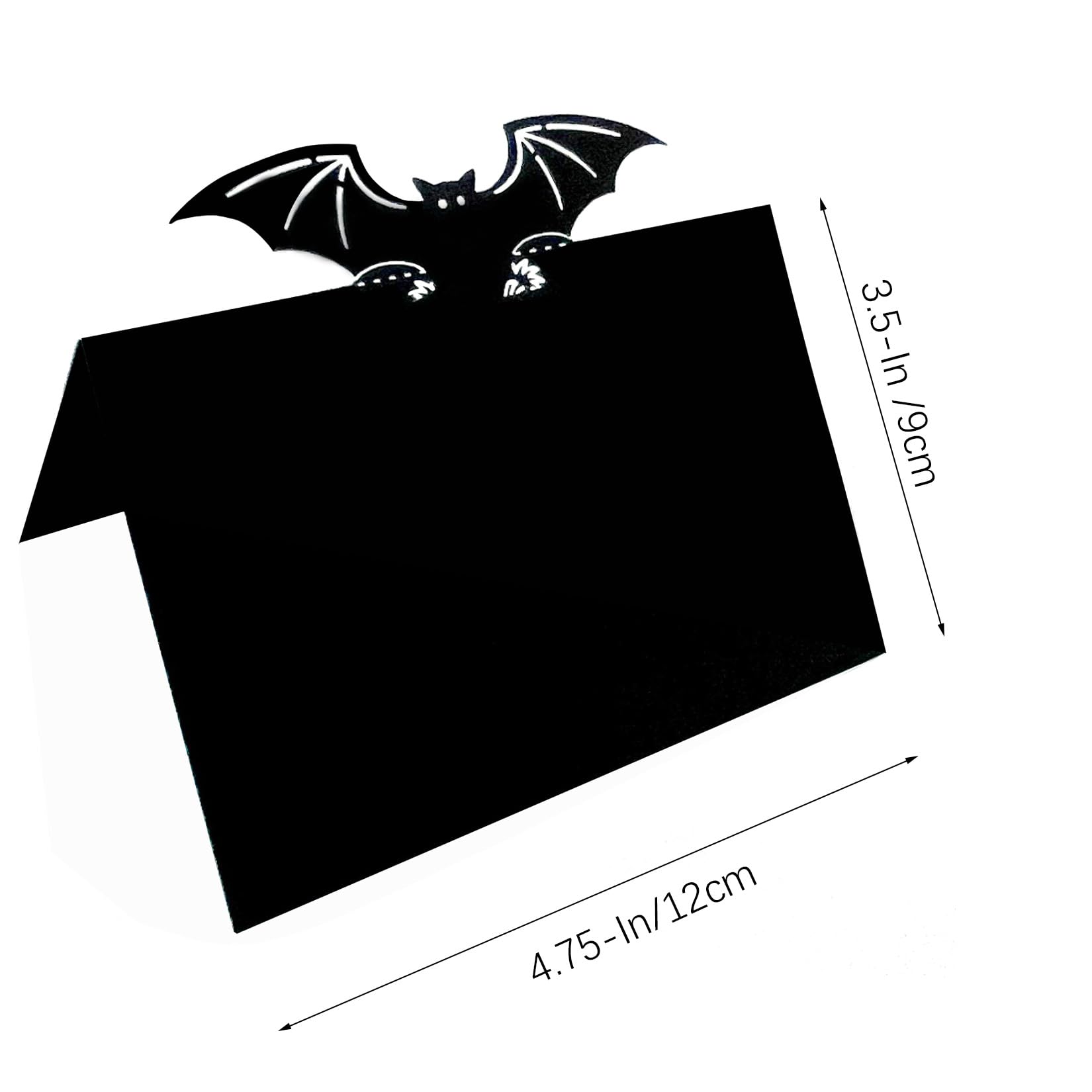 Halloween Bat Place Cards Black Blank Place Cards Table Tent Cards Food Tent Labels, Seating Place Cards for Halloween Party Wedding Anniversary Table Decor, 25pcs