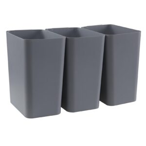 xyskin grey plastic trash can, garbage container bin, trash wastebasket, 4.5 gallon, 3 pack