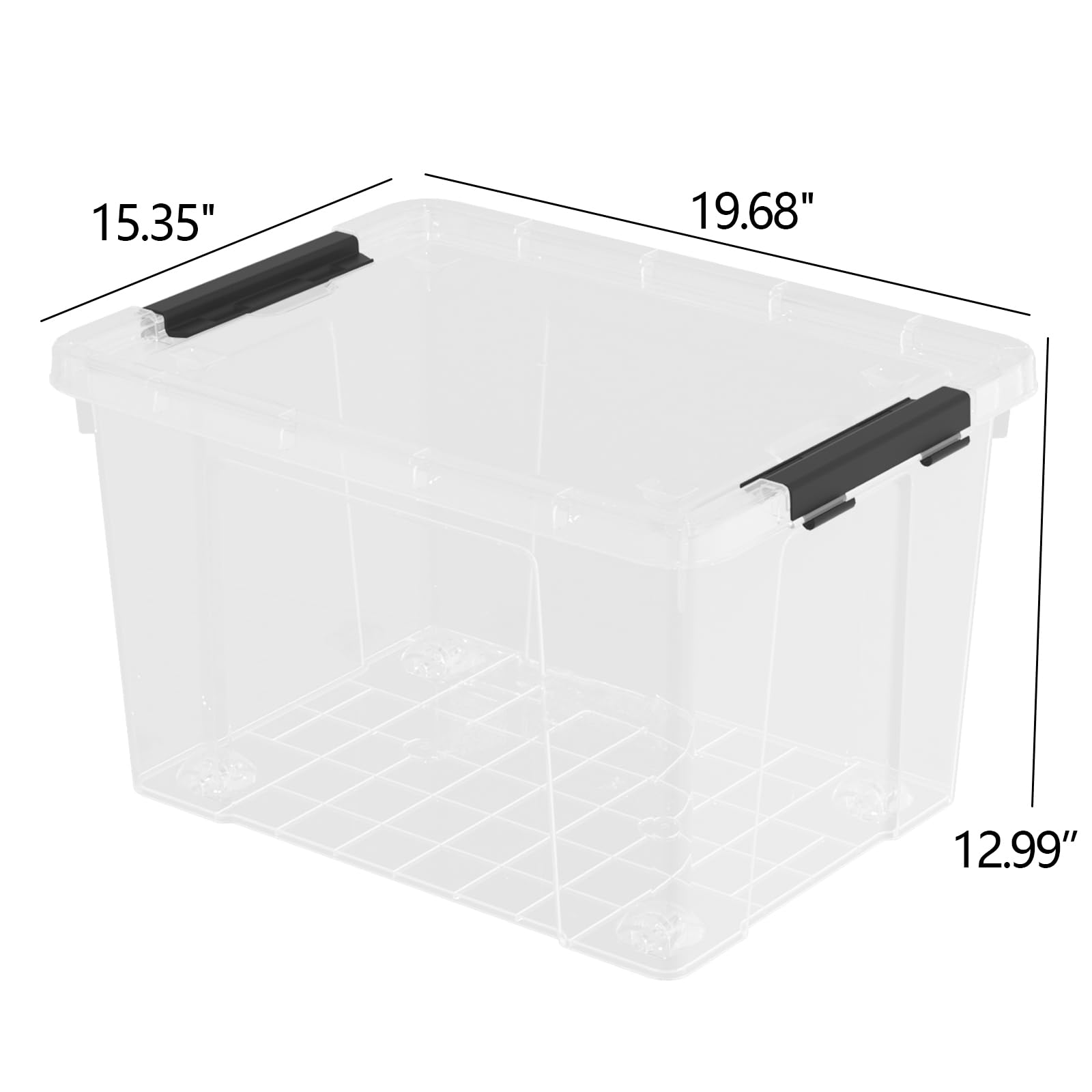 Ucake 50 Quart Clear Storage Latching Bin with Lid, Large Plastic Storage Box with Wheels, 4 Packs