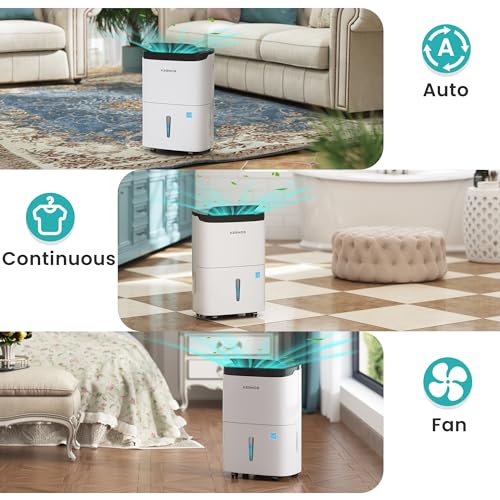 Kesnos 120 Pints Energy Star Dehumidifier for Home and Basement with Drain Hose, Ideal for Large Spaces Up to 6,000 Sq. Ft., Auto Defrost and Self Drying