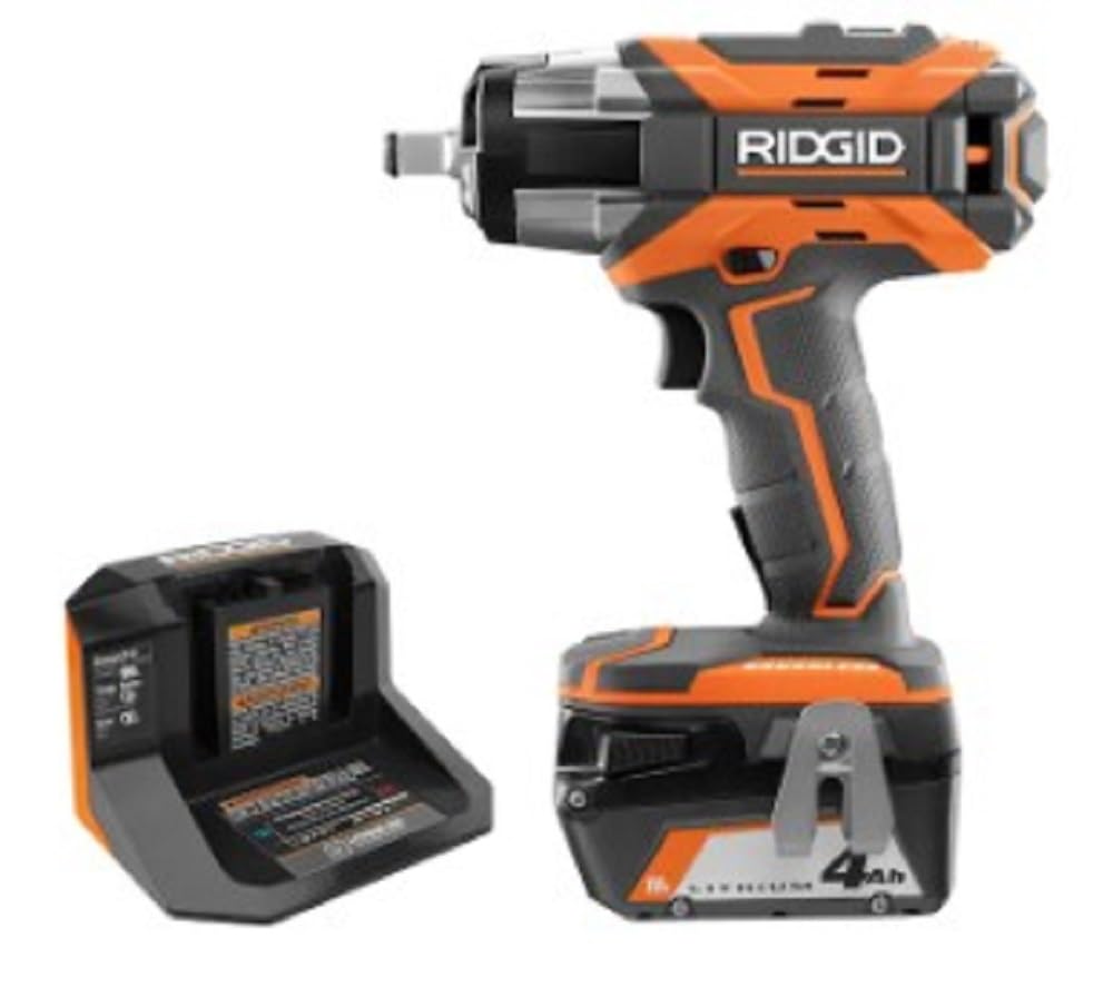 RIDGID 18V Brushless 4-Mode 1/2-inch Impact Wrench Kit with 4.0 Ah Battery and Charger